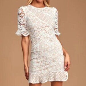 LULUS My Dearest White Lace Mini Dress I Wedding I Sorority. Sz XS